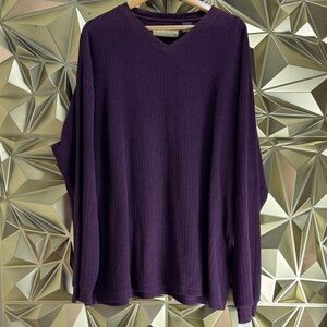Naturalife Mens Purple Ribbed V-Neck 100% Cotton Sweater‎ XXL